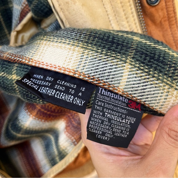 Wilsons Adventure Bound VTG Cream Yellow Leather Bomber Collared Pilot's Jacket - Picture 9 of 13